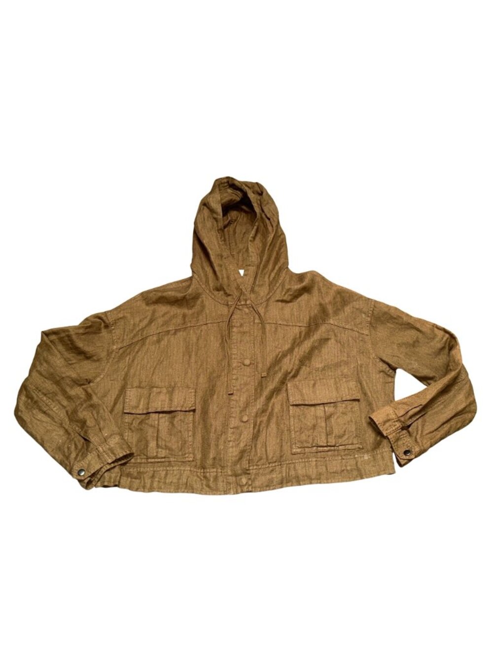 Forever 21 Medium Brown Hooded Jacket Cropped Utility Streetwear Grunge Core Y2K - Picture 10 of 12